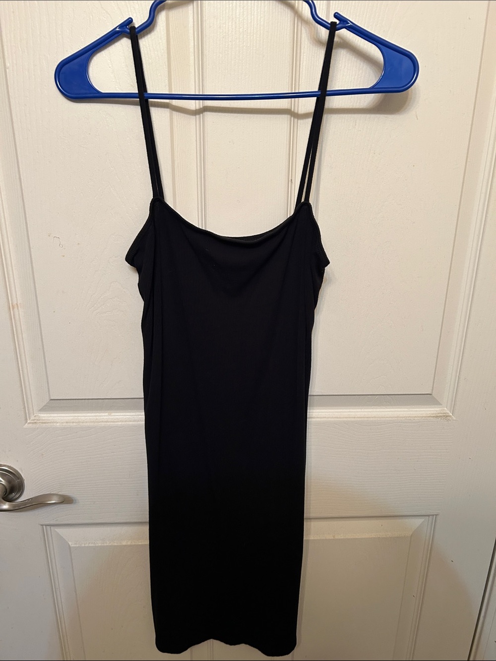 Fashion Nova Black Midi Slip Dress with Spaghetti Straps